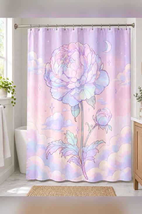 Pastel Peony Moon Shower Curtain — Celestial Gift