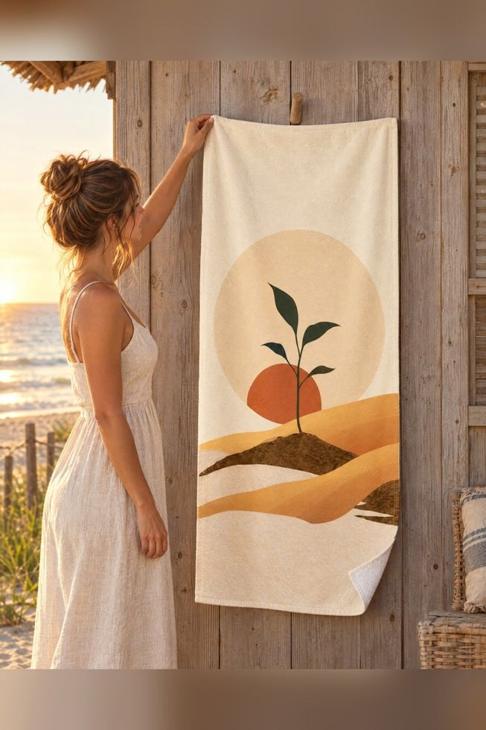 Boho Sun Beach Towel, Housewarming Gift