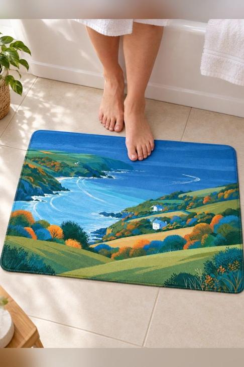Coastal Sea Cliff Bath Mat, Coastal Decor — Blue Bay Gift