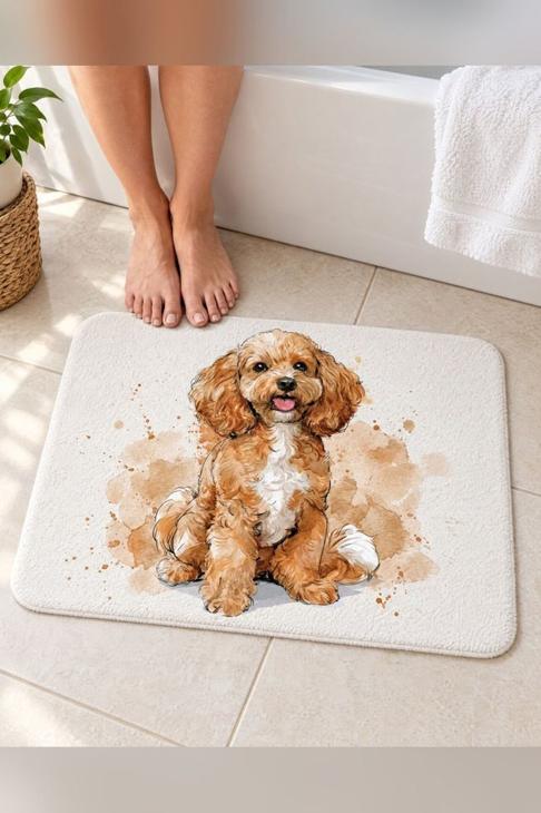 Cavapoo Dog Bath Mat, Dog Mom Gift — Dog Lover Gift